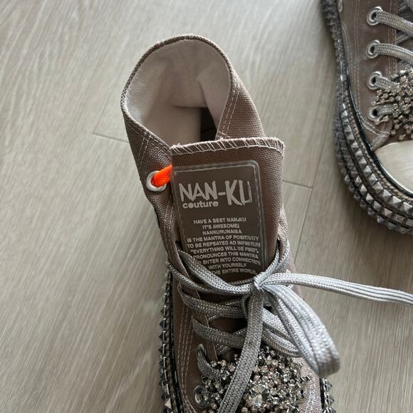 Nan-ku x Free People Cruise Studded Hi-Top Sneakers Size 38 US 8 Womens Gray NEW - Picture 8 of 14